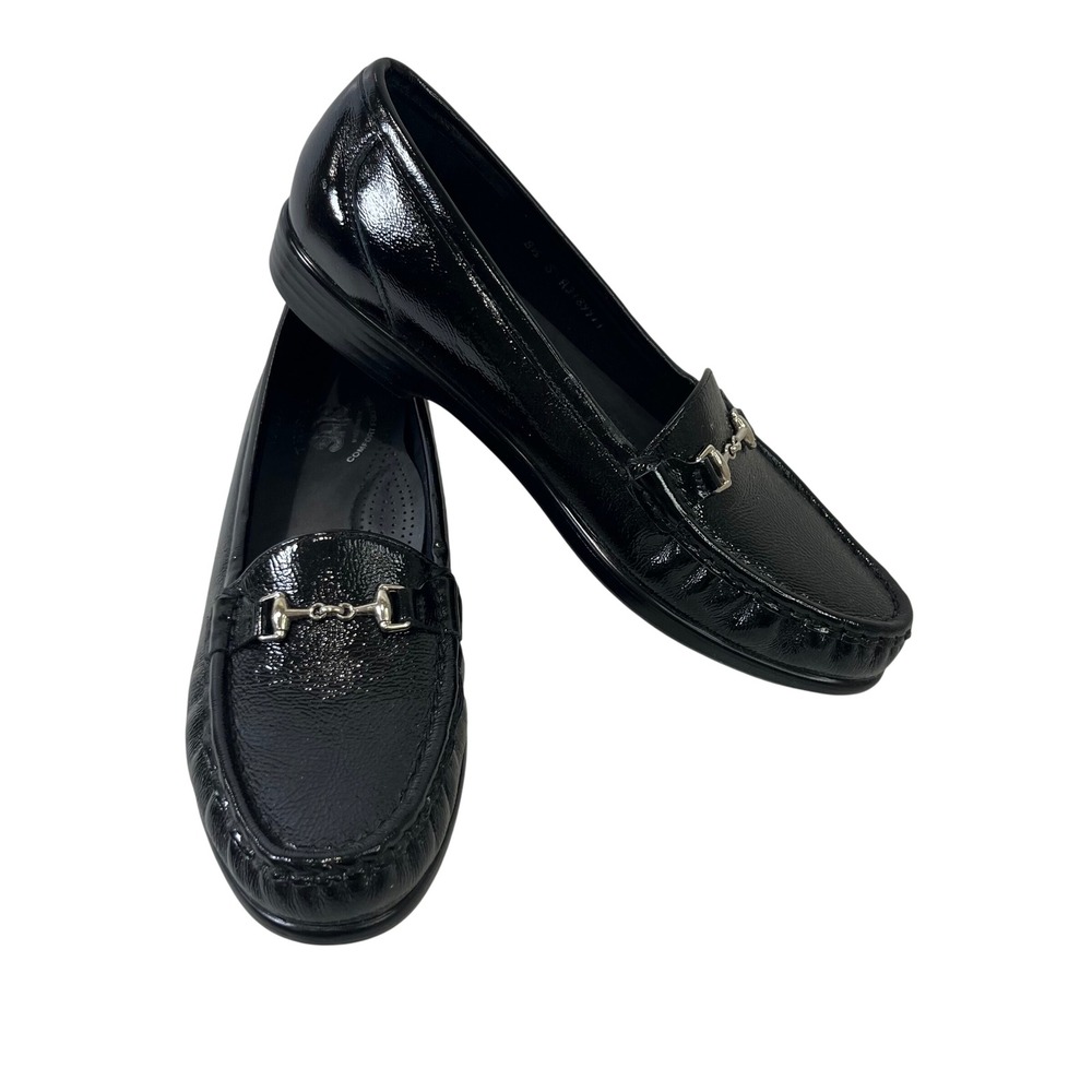 SAS Metro Loafers Womens 8.5 S Black Patent Leather Horsebit Slip On Comfort